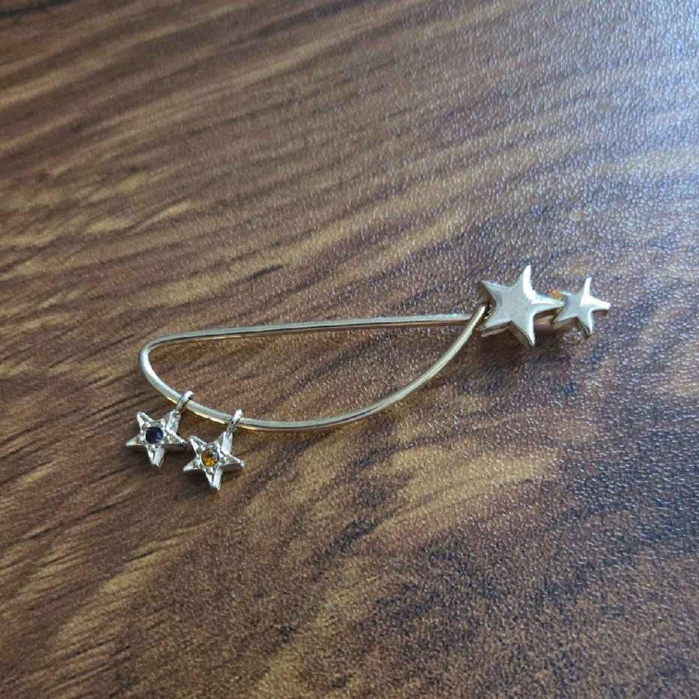 Avon Gold Shooting Star Brooch Pin - Vintage 1980s - Birthstone